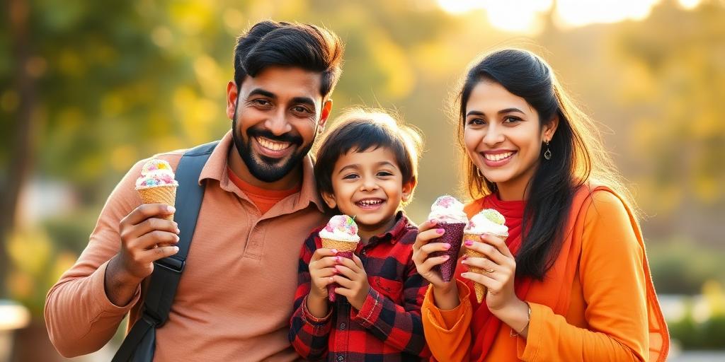 Happy families enjoying Arun Ice Cream in Amravati