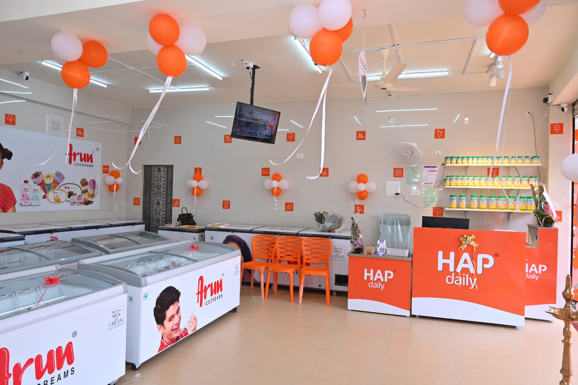 In-store view with Arun Ice Cream and HAP Daily